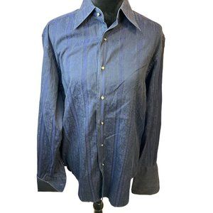 Robert Graham Medium Long Sleeve Require Cuff Link‎ Shirt Dark Blue with Black